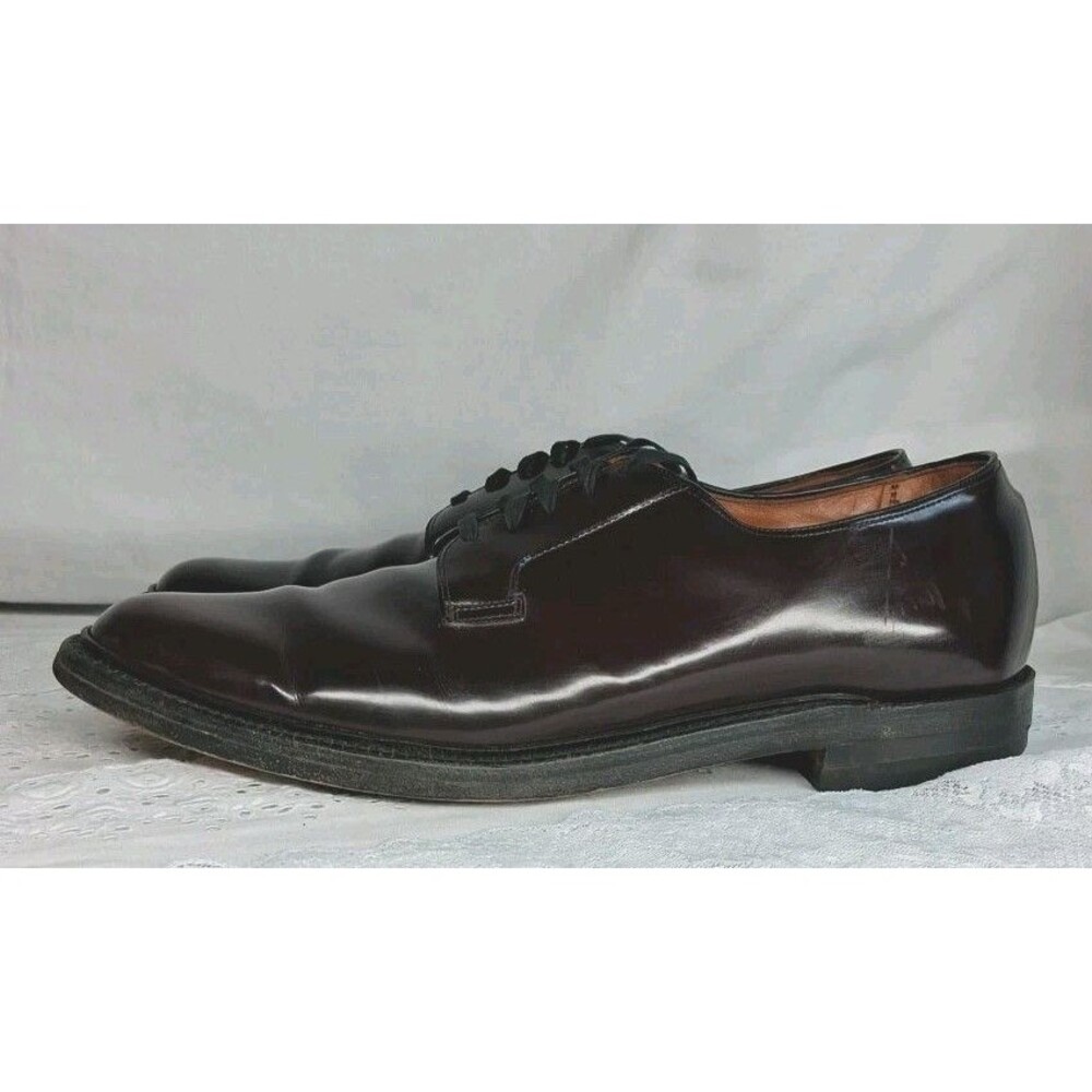 Vintage Florsheim Imperial Burgundy Cordovan Leather Plain Toe Blucher Shoe